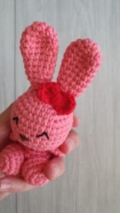 Crocheted bunny top view