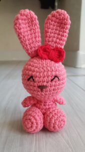Crocheted bunny front view