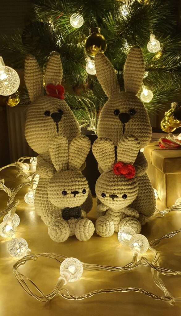 Bunnies with crocheted bows